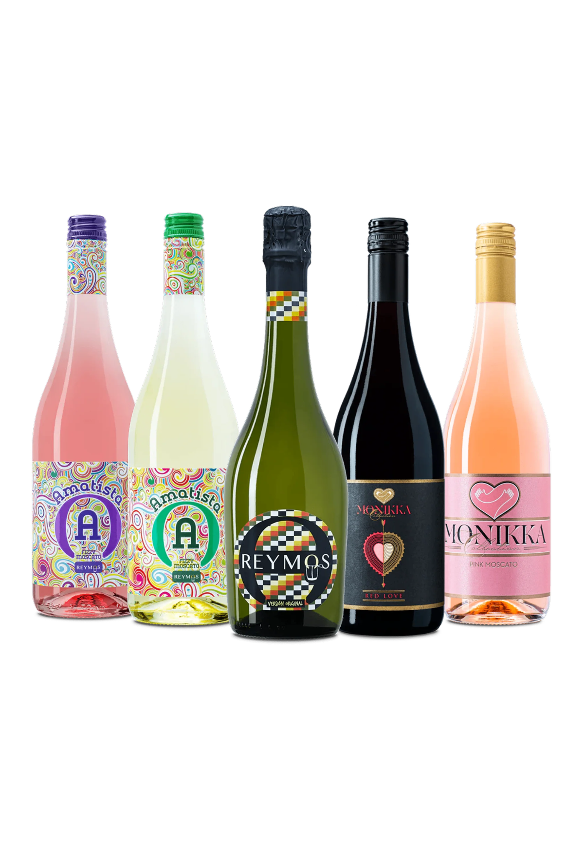 Five Bottles of Spanish Moscato with VinGardeValise Piccolo Black Carry-On