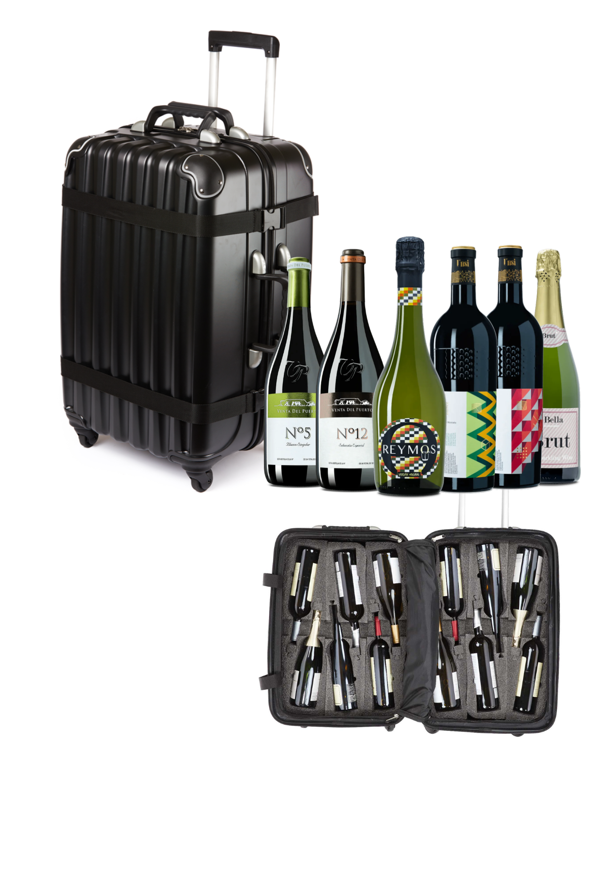Spanish Soul 12-Pack with VinGardeValise Grande Black Wine Suitcase